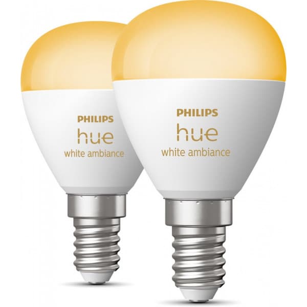 Philips Hue White Ambience Luster smartlampe, E14, P45 2 stk.