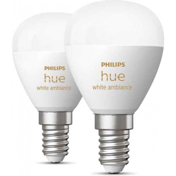Philips Hue White Ambience Luster smartlampa, E14, P45 2 st
