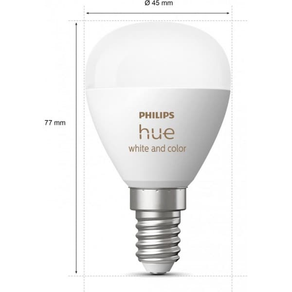 Philips Hue White and Color Ambience Lyster lampe, E14, P45 2 stk.