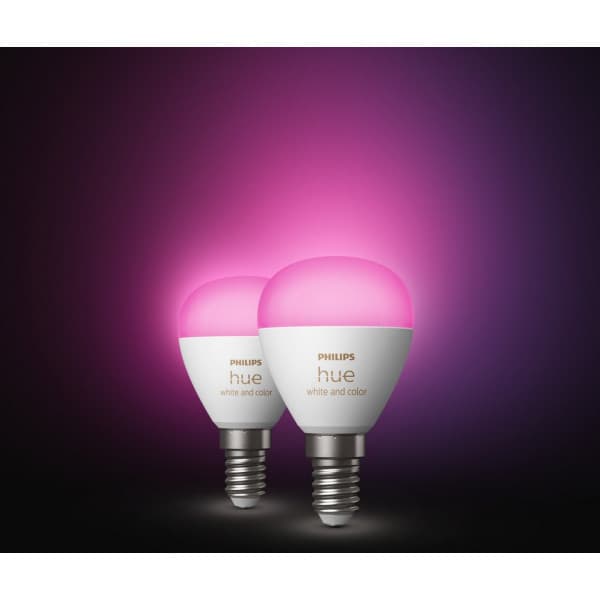 Philips Hue White and Color Ambience Lyster lampe, E14, P45 2 stk.