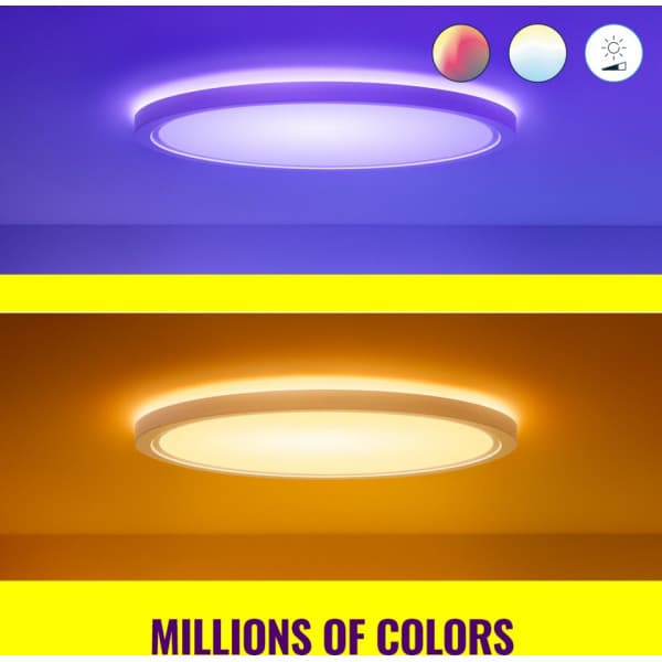 WiZ SuperSlim loftlampe, rund, hvid, WiFi, 22 W, RGB, 2200-6500 K, 2600 lm