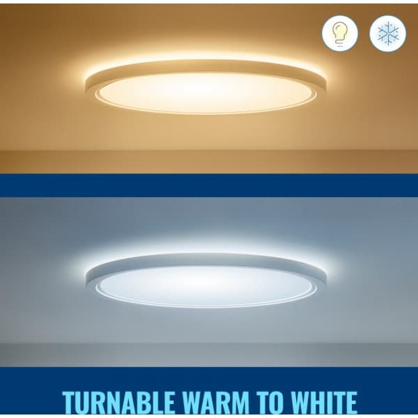 WiZ SuperSlim loftlampe, rund, hvid, WiFi, 22 W, RGB, 2200-6500 K, 2600 lm