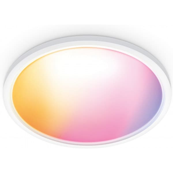 WiZ SuperSlim loftlampe, rund, hvid, WiFi, 22 W, RGB, 2200-6500 K, 2600 lm