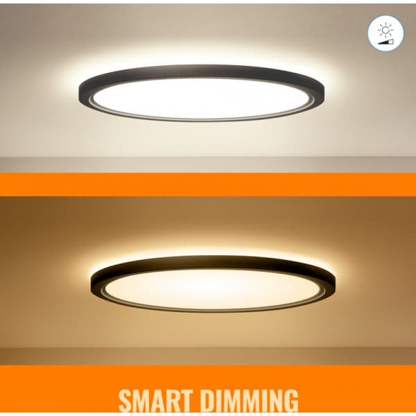 WiZ SuperSlim taklampa, rund, svart, WiFi, 22 W, RGB, 2200-6500 K, 2600 lm