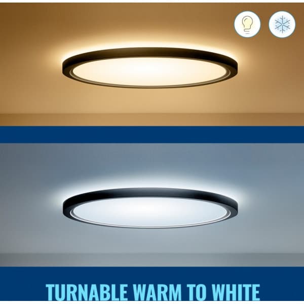 WiZ SuperSlim taklampa, rund, svart, WiFi, 22 W, RGB, 2200-6500 K, 2600 lm