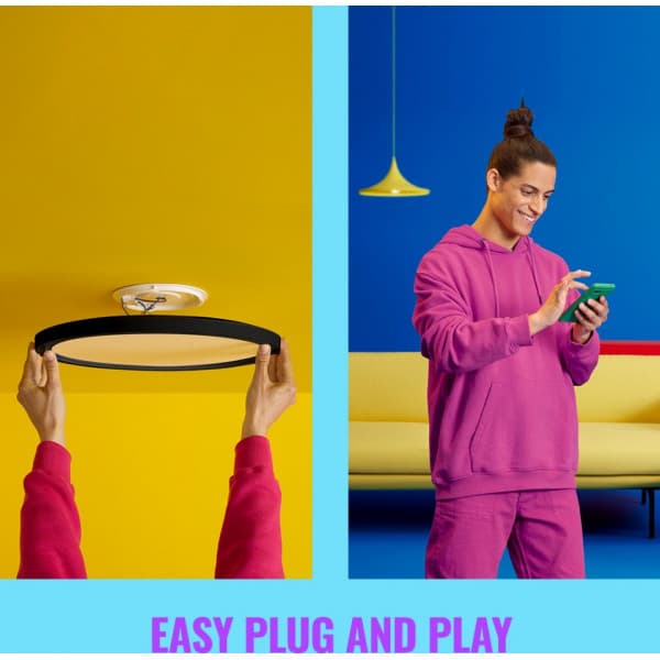WiZ SuperSlim taklampa, rund, svart, WiFi, 22 W, RGB, 2200-6500 K, 2600 lm