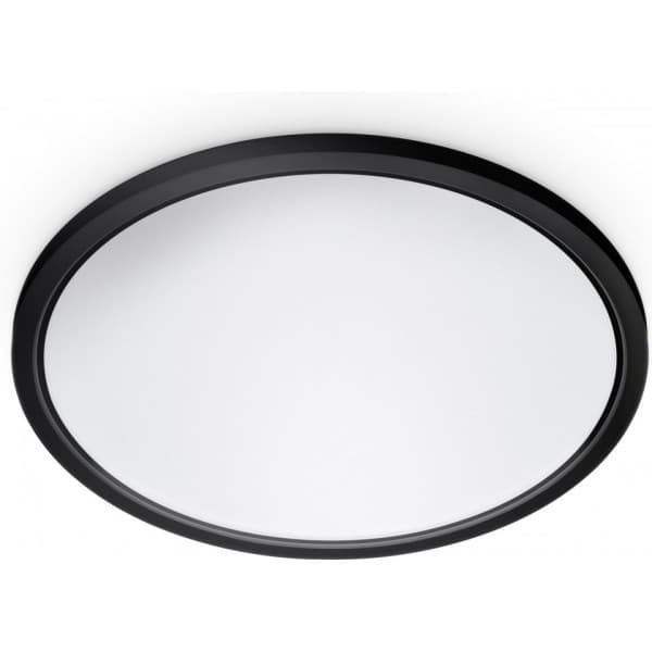 WiZ SuperSlim taklampa, rund, svart, WiFi, 22 W, RGB, 2200-6500 K, 2600 lm
