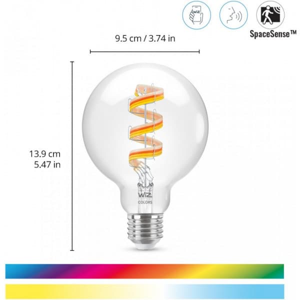 WiZ smartlampe, E27, G95, RGB, Wi-Fi, 2200-6500 K, 470 lm, 1 stk.