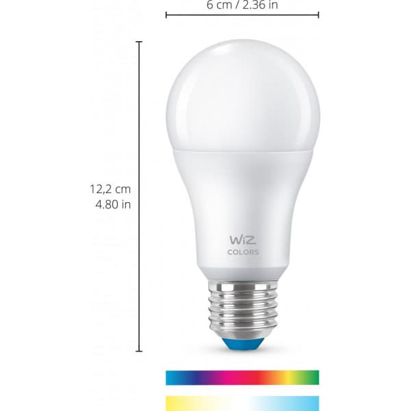 WiZ älylamppu, E27, A60, RGB, Wi-Fi, 2200-6500 K, 806 lm, matta, 3 kpl