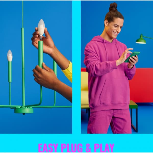 WiZ smartlampe, E14, C37, RGB, Wi-Fi, 2200-6500 K, 470 lm, mat, 3 stk