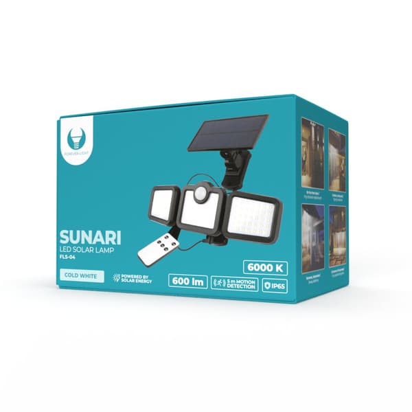 Forever Light SUNARI Solar Lamp LED PIR / 10W / 800lm / 6000K / 2400mAh