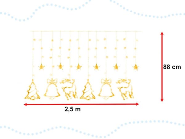 RoGer LED Lights Curtain Reindeer 138 LED / Warm-White / 2.5m