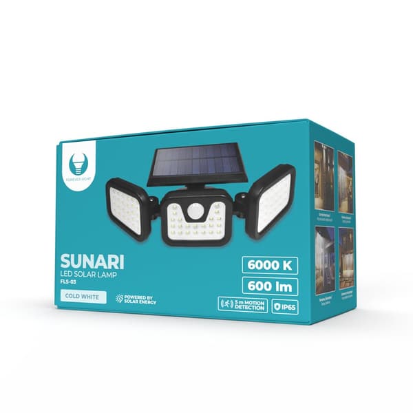 Forever Light SUNARI Solar Lamp LED /  FLS-03 74*SMD PIR / 8W / 600lm / 6000K / 2400mAh / Li-Ion