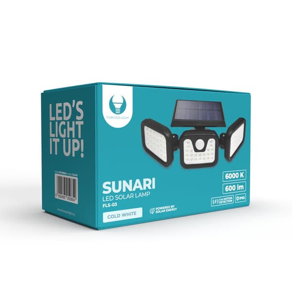 Forever Light SUNARI Solar Lamp LED /  FLS-03 74*SMD PIR / 8W / 600lm / 6000K / 2400mAh / Li-Ion