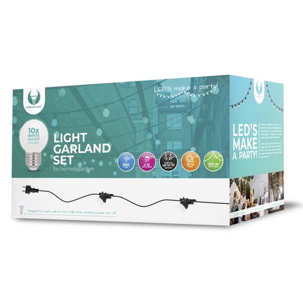 Forever Light Garland Set / 2W / 10x E27 / IP65 / 12m / White