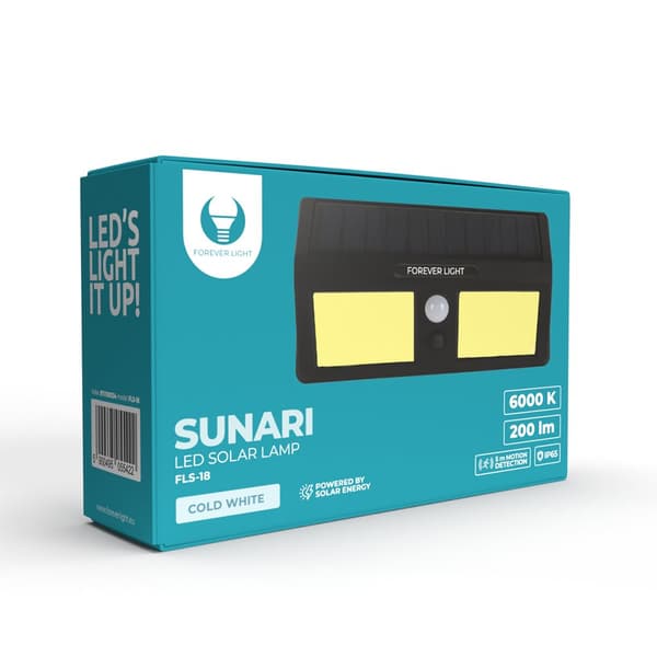 Forever Light SUNARI Solar Lamp LED / FLS-18 / COB / PIR / 3W /  200lm /  800mAh /  Li-Ion