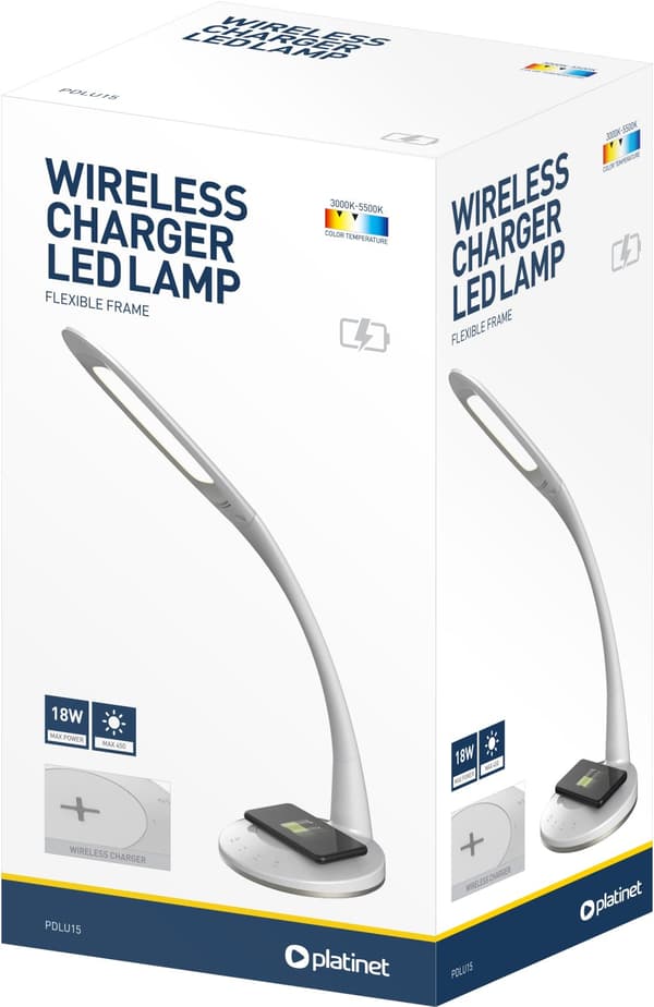 Platinet desk lamp with QI charger PDLU15 18W (44125)