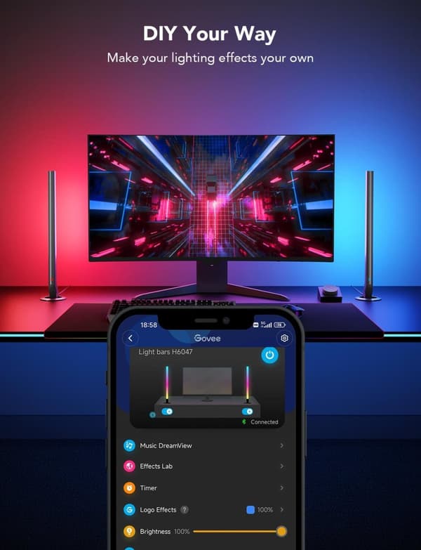 GOVEE H6047 SMART LED LIGHTS RGBIC, WI-FI, ALEXA, GOOGLE ASSISTANT