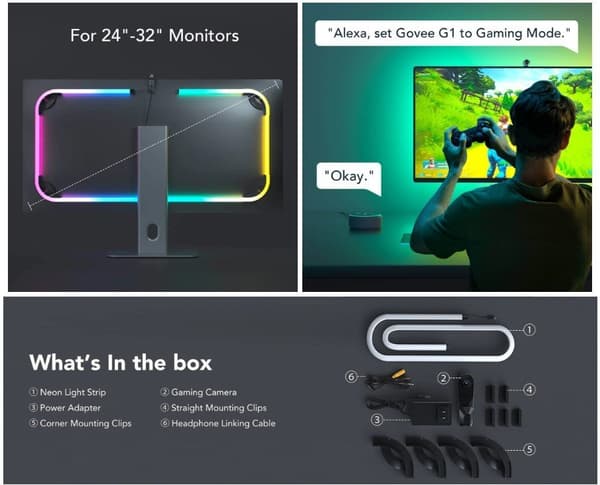 Govee H604B Dreamview G1; LED lighting; RGBIC, Wi-Fi, Alexa, Google