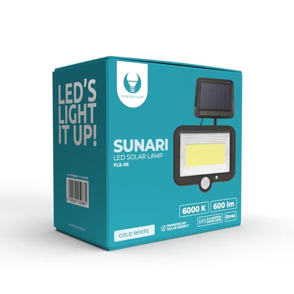 Forever Light SUNARI Solar Lamp  LED / FLS-06 / COB PIR / 8W /  600lm / 6000K / 1800mAh / Li-Ion