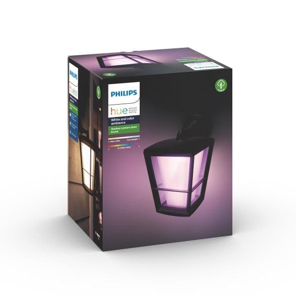 HUE ECONIC BLACK LED WALL LIGHT 15W 2000-6500K 1150LM RGB WCA IP44 ALUMINUM/ GLASS