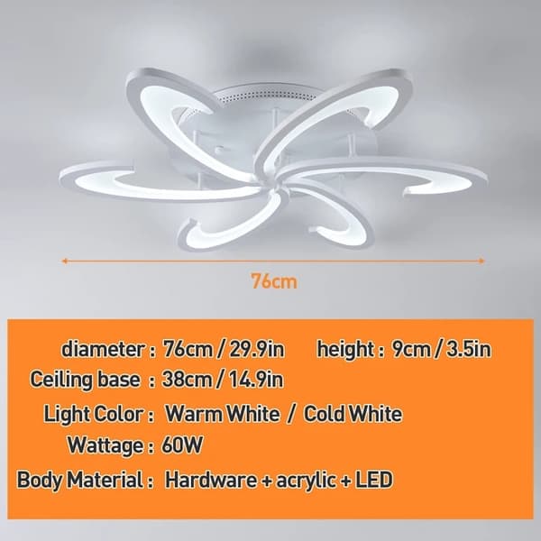 Led Lysekroner, Moderne Design, Akryl og Aluminium Materialer, 6 blade, Kold Hvid