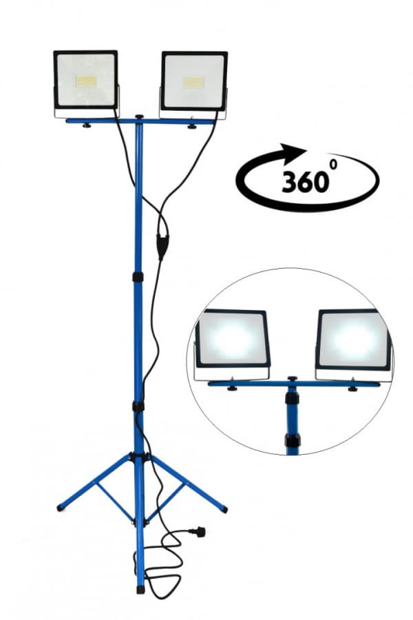 LED-valaisin valkoisella valolla telineess� Rakennusty�maan valonheitin 2x50W
