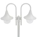 Miniatyrbillede 2 af 4: havestolpelampe E27 220 cm aluminium 2 lanterner hvid