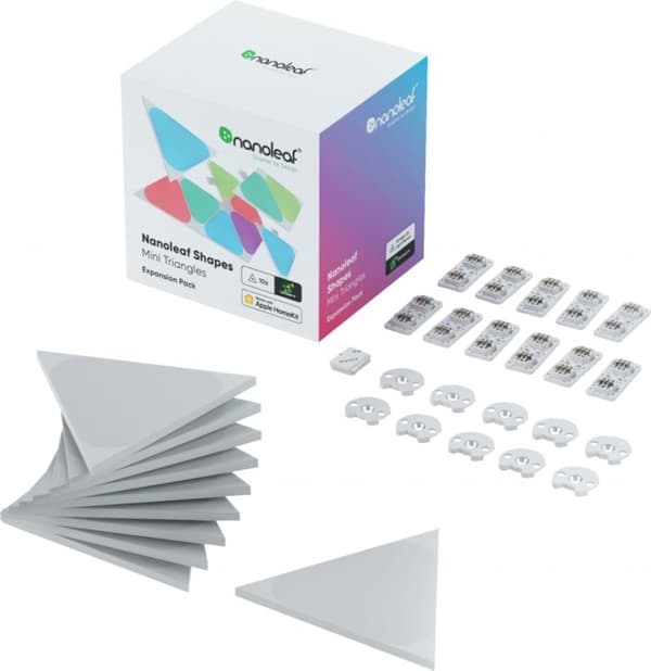 Nanoleaf | Shapes Triangles Mini Expansion Pack (10 paneler) | 1 x 0,54 W | 16M+ farver | 2,4 GHz WiFi b/g/n