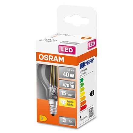 Osram Parathom Classic P Filament 40 icke-dim 4W/827 E14 glödlampa Osram | Parathom Classic P Filament | E14 | 4 W | Varm vit