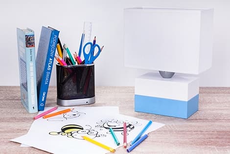 Colorato bordlampe blå og hvid