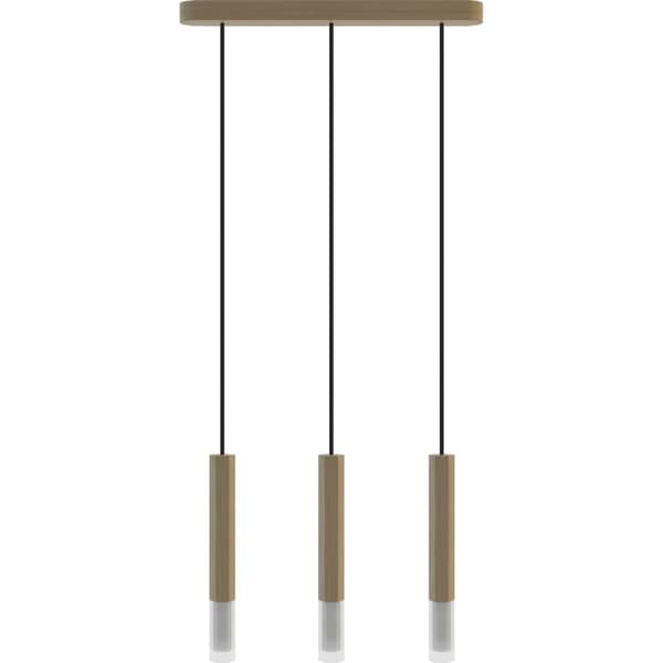 Madera2 Hexa 3-panels hængelampe, egetræ lampeskærm