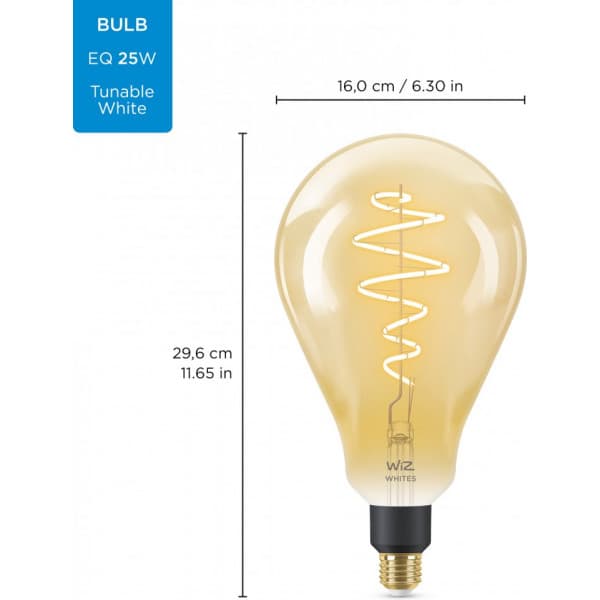 WiZ smart pære giant bulb, E27, ravfarvet glas, Wi-Fi, 2000-5000 K, 390 lm, 1