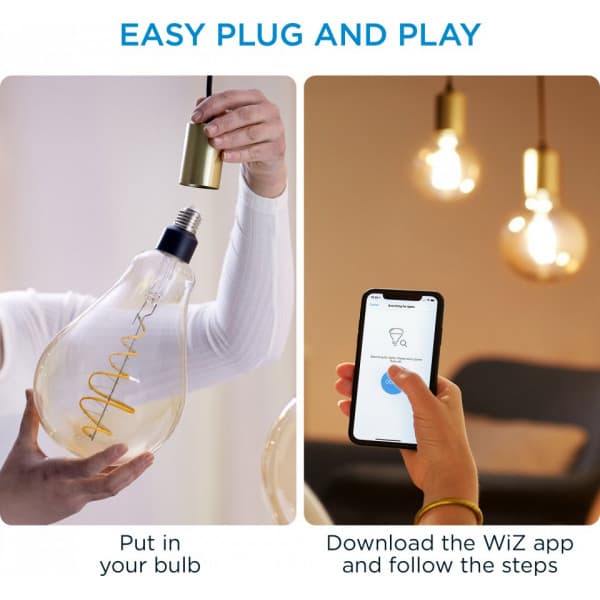 WiZ smart pære giant bulb, E27, ravfarvet glas, Wi-Fi, 2000-5000 K, 390 lm, 1