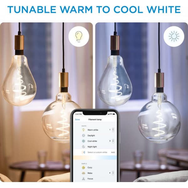 WiZ smart pære giant bulb, E27, ravfarvet glas, Wi-Fi, 2000-5000 K, 390 lm, 1