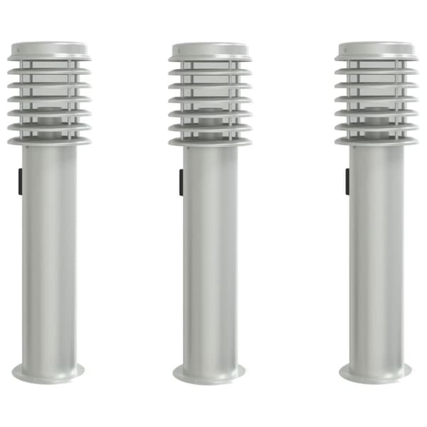 udendørs standerlamper 3stk stikkontakt 60cm rustfrit stål sølv