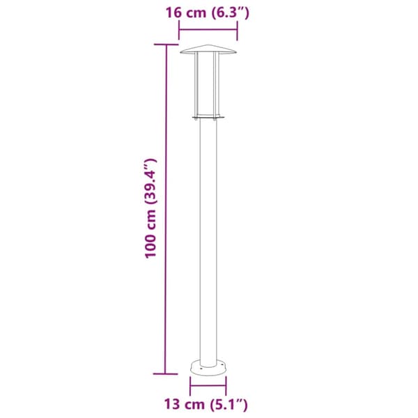udendørs standerlamper 3 stk. 100 cm rustfrit stål sølvfarvet