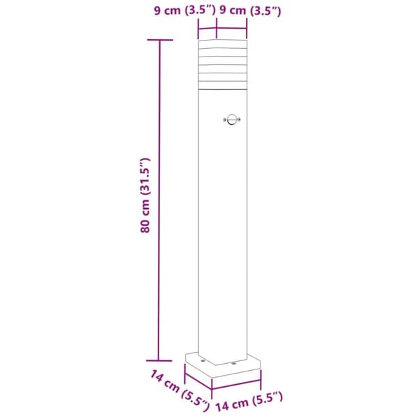 udendørs standerlamper 3 stk. med sensor 80 cm aluminium sort