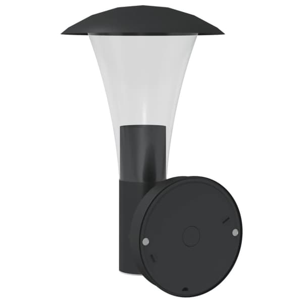Utomhusvägglampa med sensor svart rostfritt stål
