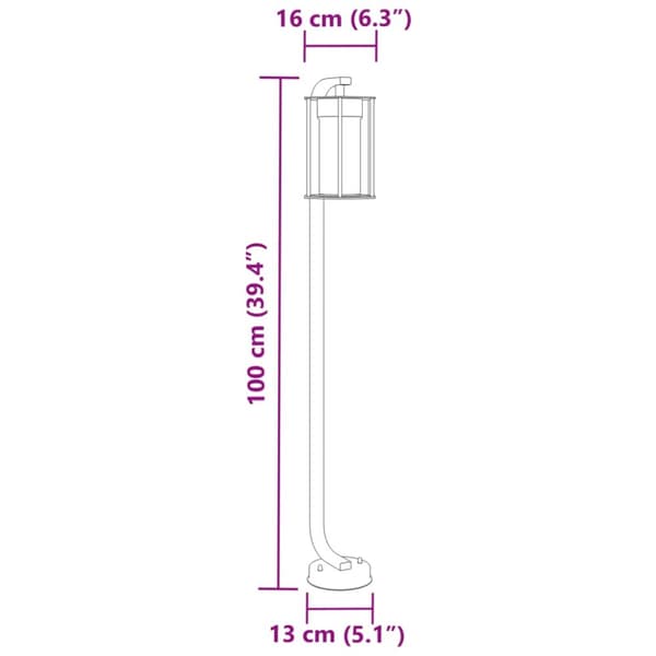 Utomhusgolvlampa svart 100 cm rostfritt stål