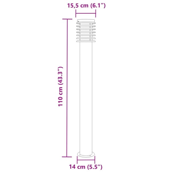 Pylväsvalaisimet 3 kpl musta 110 cm ruostumaton teräs