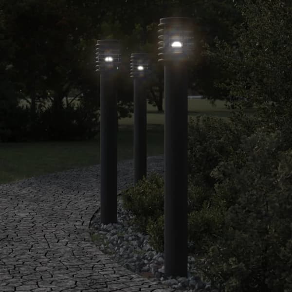 udendørs standerlamper 3 stk. 110 cm rustfrit stål sort