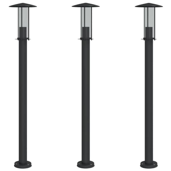 udendørs standerlamper 3 stk. 100 cm rustfrit stål sort