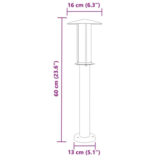 Pylväsvalaisimet 3 kpl musta 60 cm ruostumaton teräs