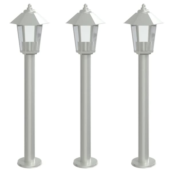 udendørs standerlamper 3 stk. 80 cm rustfrit stål sølvfarvet
