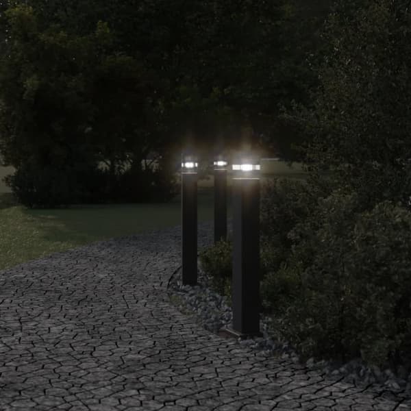 udendørs standerlamper 3 stk. 80 cm aluminium sort