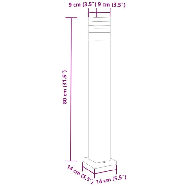 udendørs standerlamper 3 stk. 80 cm aluminium sort
