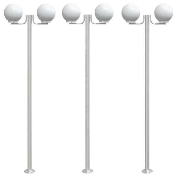 udendørs standerlamper 3 stk. 215 cm rustfrit stål sølvfarvet