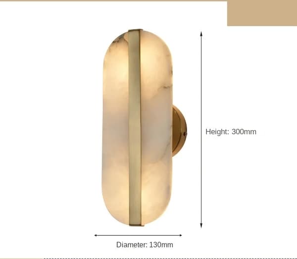 LED Marmor Vägglampa, Hållbar Koppar Konstruktion, Varmt Ljusstämning,Dia11cm vit, varm ljus