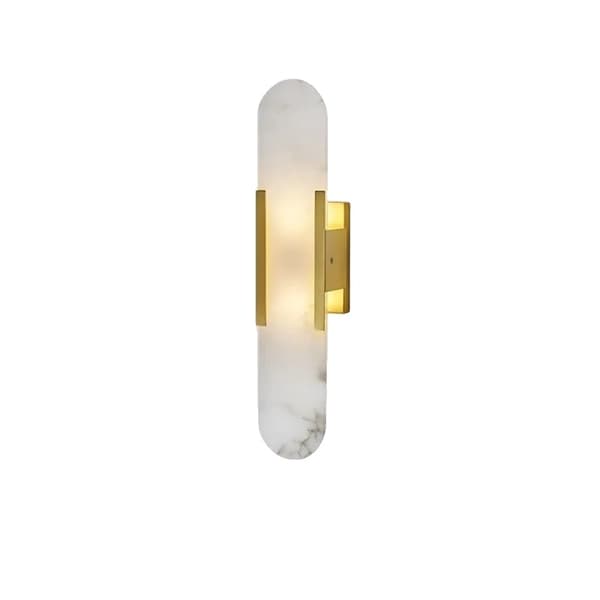 LED Marmor Vägglampa, Hållbar Koppar Konstruktion, Varmt Ljusstämning,Dia11cm vit, varm ljus
